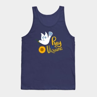 Pray for Ukraine with peace dove and sunflower Tank Top